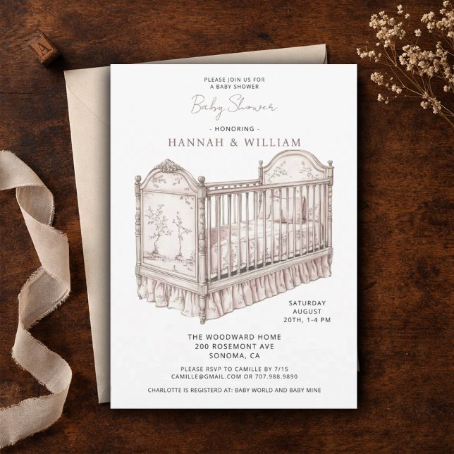 Toile Pink Baby Shower Einladung (Von Creator hochgeladen)