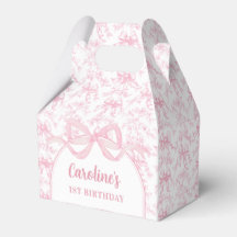 Toile Pink Bow Birthday Favor Box