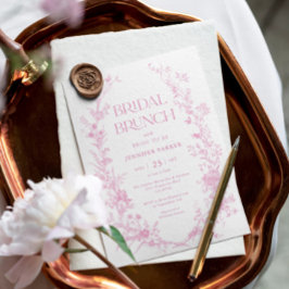 Toile Pink Floral Bridal Brunch Einladung