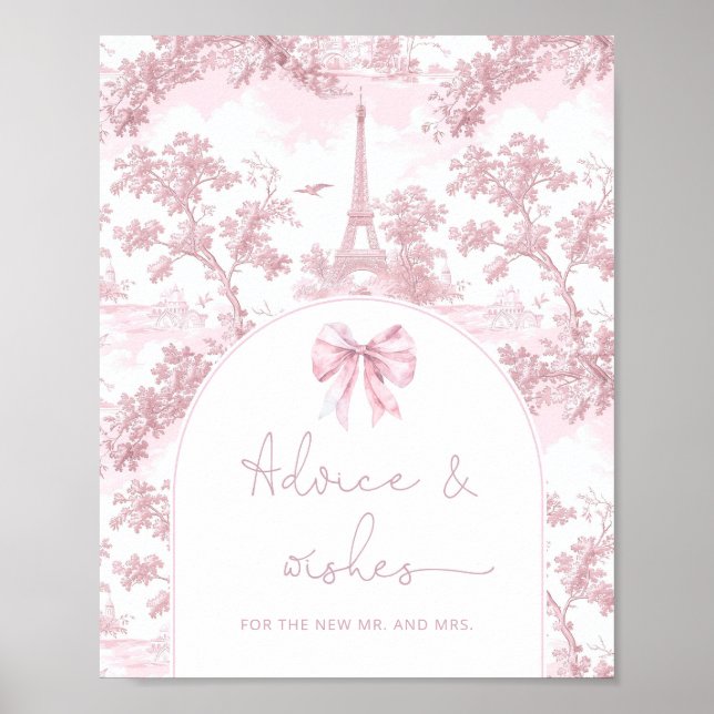 Toile pink Paris advice and wishes for Newlyweds Poster (Vorne)