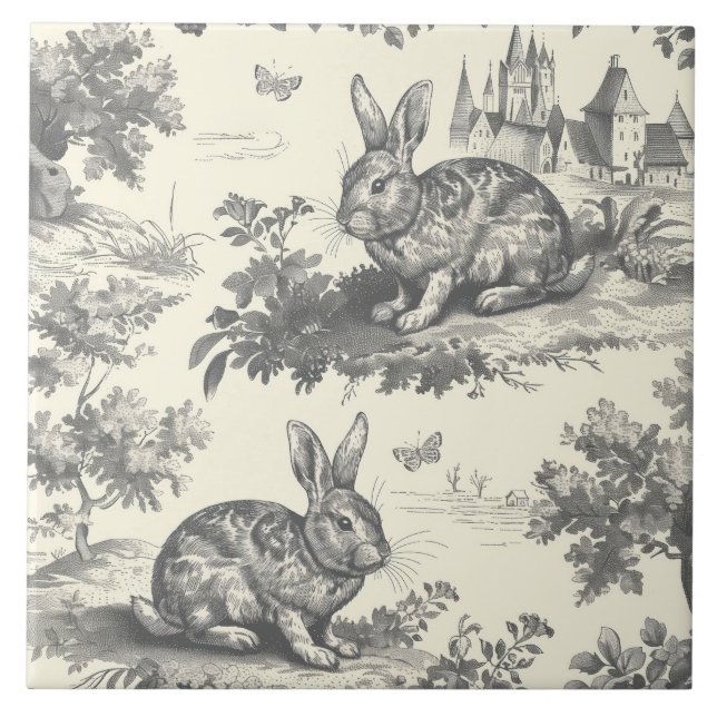Toile Rabbit Vintag Woodland Fliese (Vorderseite)