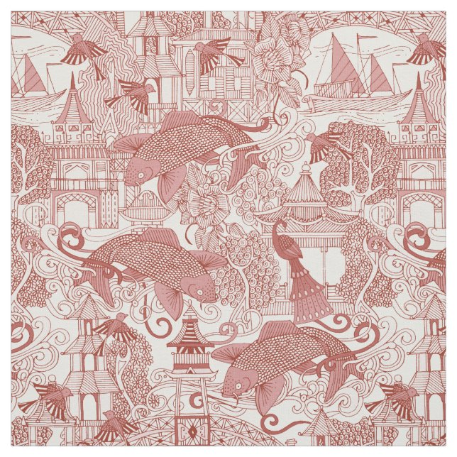 toile Rot des Chinoiserie Stoff (Muster)