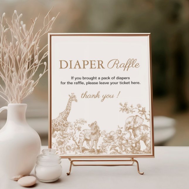Toile Safari Baby Shower Diaper Raffle Sign Poster (Von Creator hochgeladen)