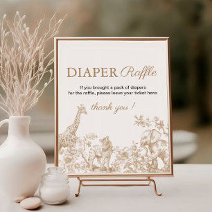 Toile Safari Baby Shower Windel-Raffle-Schild Poster