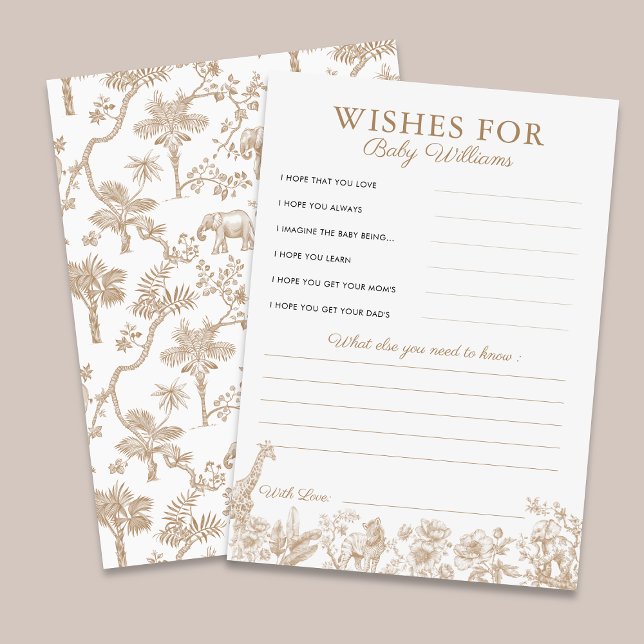 Toile Safari Baby Shower Wishes for Baby Game Card Einladung (Von Creator hochgeladen)