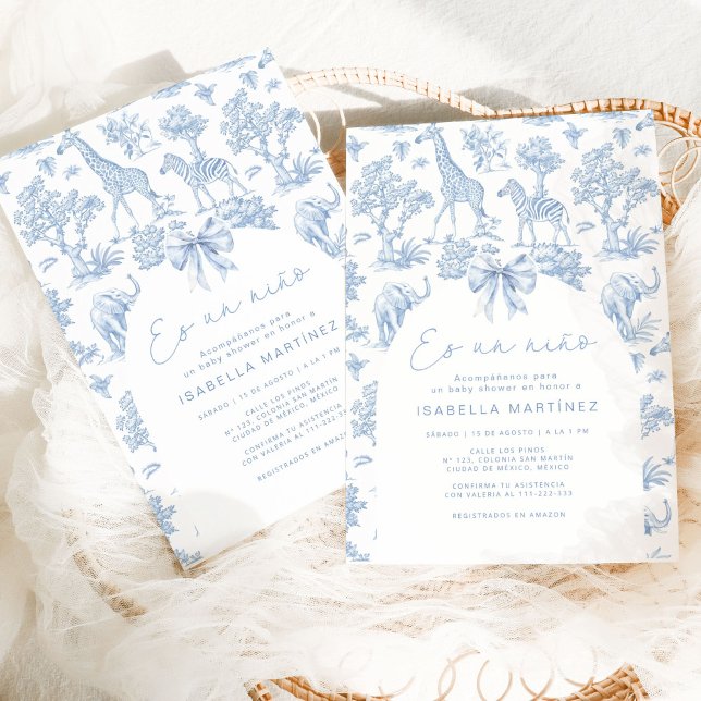 Toile Safari Es un niño Spanische Babydusche Einladung (Von Creator hochgeladen)