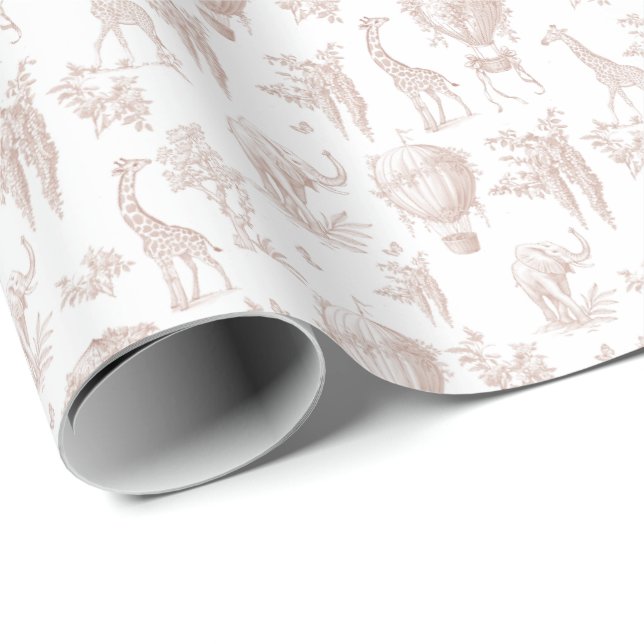 Toile Safari Gender Neutral Hot air balloons Geschenkpapier (Rolleneckpunkt)