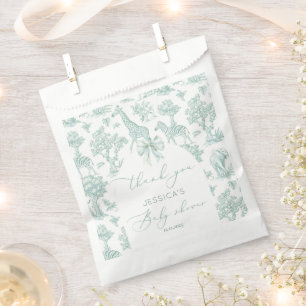 Toile Safari Green Bogen Baby Dusche Danke Geschenktütchen