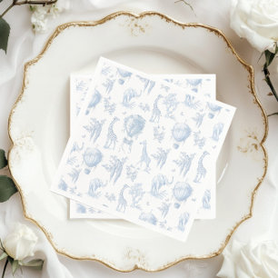 Toile Safari Hot Air Balloons Blue Baby Dusche Serviette