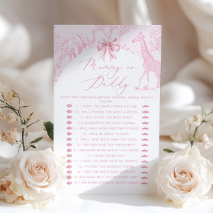 Toile Safari Mami oder Papi Baby Shower Spiel