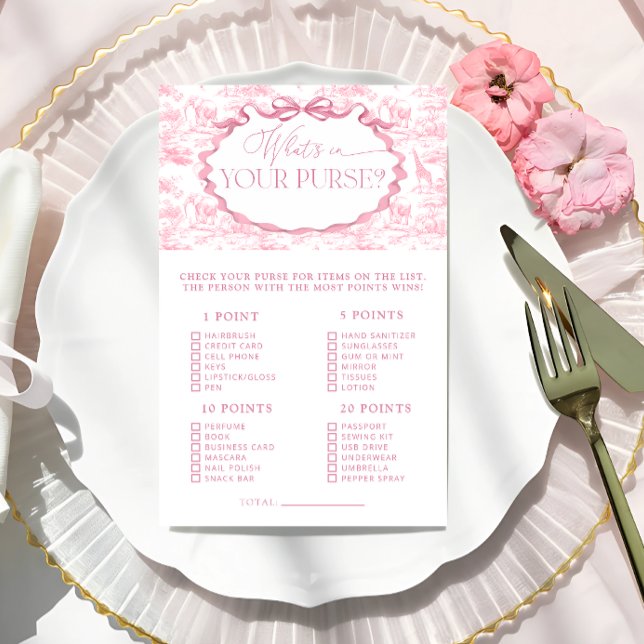 Toile Safari Was in Ihrem Purse Baby Shower Game (Von Creator hochgeladen)