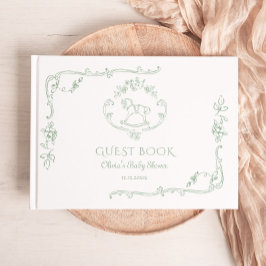 Toile Sage green Rocking Pferd Babydusche Gästebuch