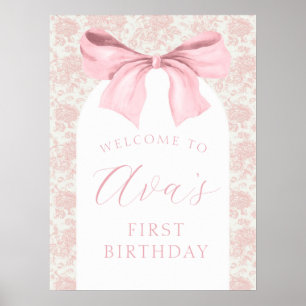 Toile-Schleife Rosa Geburtstags-Willkommensschild Poster