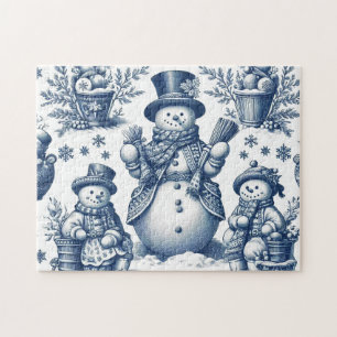 Toile-Schneemann-Winterszene-Puzzle Puzzle