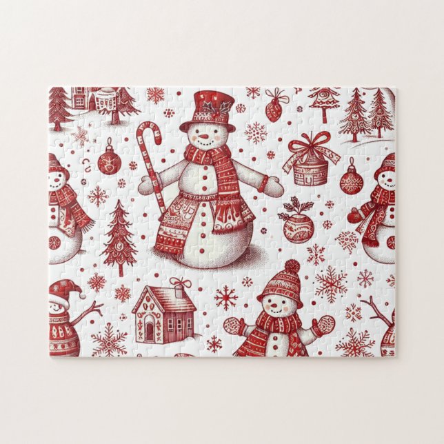 Toile Snowman Holiday Jigsaw Puzzle (Horizontal)