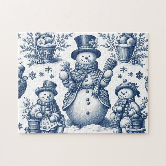 Toile Snowman Winter Scene Jigsaw Puzzle (Horizontal)