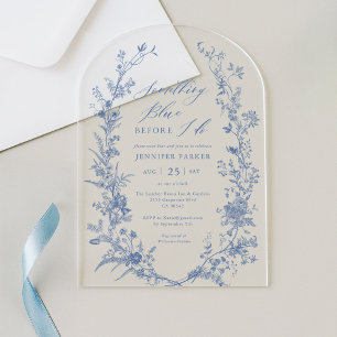 Toile Something Blue Brautparty Bogen Acryleinladungen