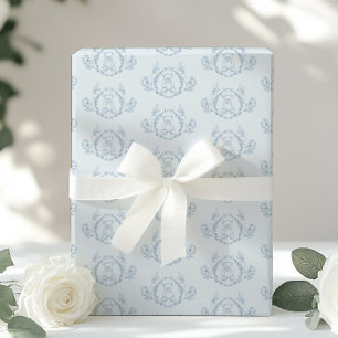 Toile Teddy Bär Blue Vintag Baby Dusche Geschenkpapier