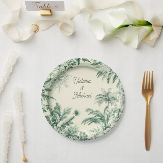Toile Tropical Hawaiian Island Wedding Pappteller (Hochzeit)