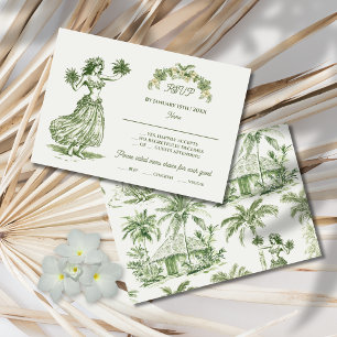 Toile Tropical Hawaiian Island Wedding RSVP Einladung