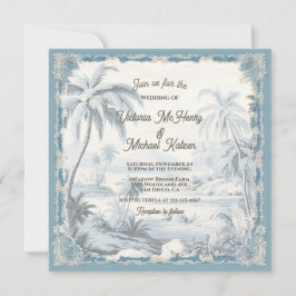 Toile Tropical Palm Trees Island Wedding Einladung