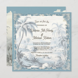 Toile Tropical Palm Trees Island Wedding Einladung