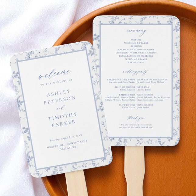 Toile Viktorianisch Blue Floral Wedding Zeremonie Fächer (Von Creator hochgeladen)