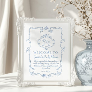 Toile Vintage Chinoiserie Baby Shower Willkommen Poster