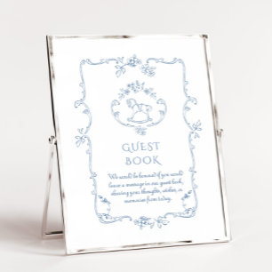 Toile-Vintage-Rahmen-Baby-Shower-Gästebuch-Schild Poster