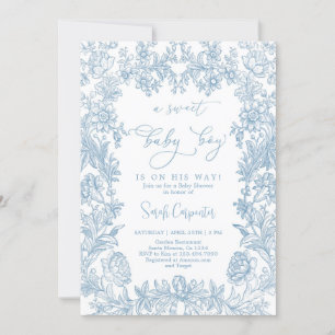 Toile Vintage-Rahmen Baby Shower Junge Einladung