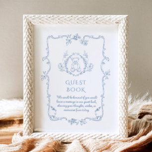 Toile Vintage Teddy-Bär-Baby-Party-Gästebuch Poster