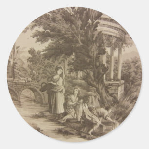 Toile: Waschtag am Fluss Runder Aufkleber