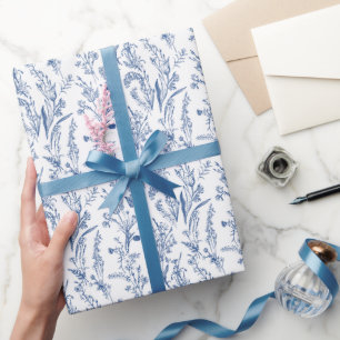 Toile Wildblumen Blau Blumenmuster Geschenkpapier
