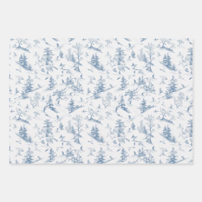 Toile Wrapping Paper Modernes Classic Ski Vignette Geschenkpapier Set (Vorderseite)