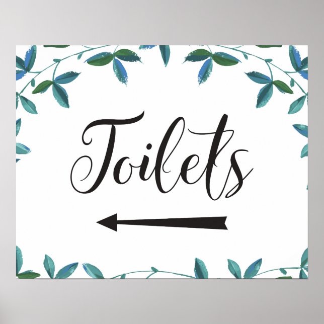 Toilet Anfahrtsskizze Links Arrow Wedding Sign Poster (Vorne)