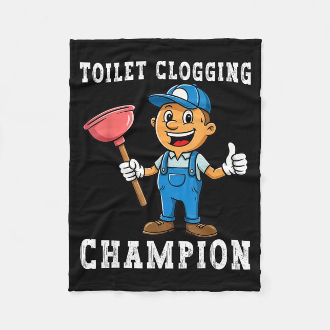 Toilet Clogging Chamon Funny Plumber Humor Joke Da Fleecedecke (Vorderseite)