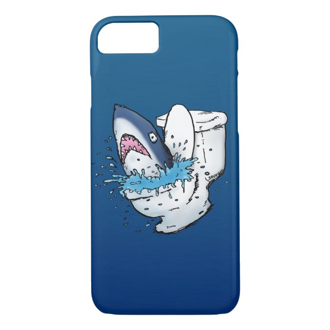 Toilet Shark Funny Blue Cartoon iPhone 7 Fall Case-Mate iPhone Hülle (Rückseite)