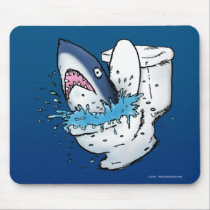 Toiletten-Hai Lustiger blauer Cartoon Mousepad