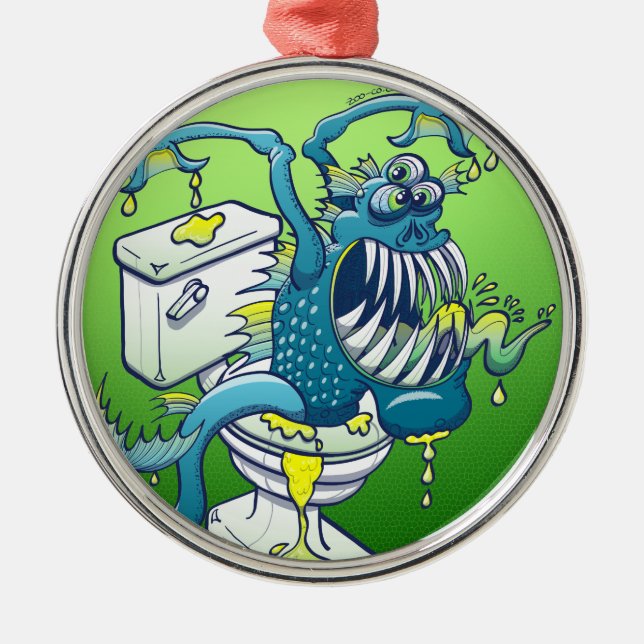Toiletten-Monster Ornament Aus Metall (Vorne)