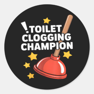 Toiletten-Verstopfungs-Champion Lustiger Abflussre Runder Aufkleber