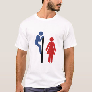 Toiletten-ZeichenVoyeur, der über Stall schaut T-Shirt