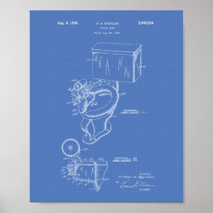 Toilettenkasten 1936 Patentart Blueprint Poster