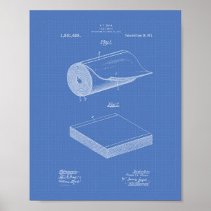 Toilettenpapier 1917 Patent Kunst Blaupause Poster