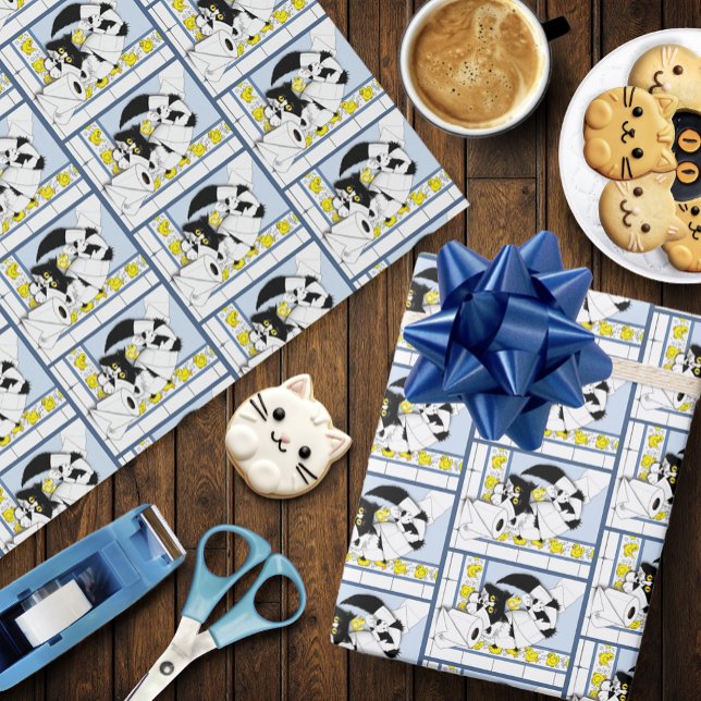 Toilettenpapier für Katzen blau gelb Geschenkpapier (Von Creator hochgeladen)
