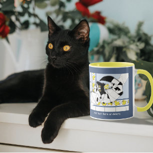 Toilettenpapier für Katzen blau gelb Tasse