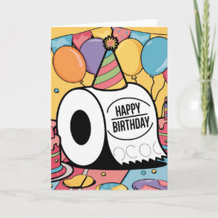 Toilettenpapier mit einem Geburtstagsballon Karte