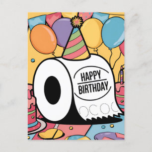 Toilettenpapier mit einem Geburtstagsballon Postkarte