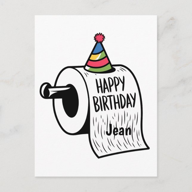 Toilettenpapier mit Geburtshaus zeichnend Postkarte (Vorderseite)