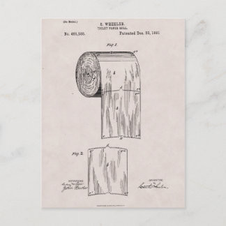 Toilettenpapier Patent Nr. 465,588 von S. Wheeler Postkarte
