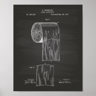 Toilettenpapier Roll 1891 Patentart - Tafel Poster